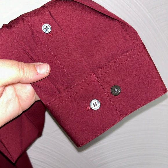 Theory Sylvain Kenai Structure Button-Up Mens XXL Solid Burgundy Dress Shirt - Picture 3 of 9